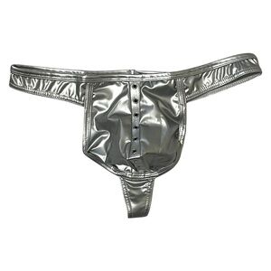 Faux Leather Thong Silver Size S‎ (26-28) NWT